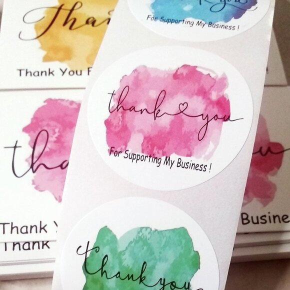 100 Colorful Thank You Cards + 100 Matching Large Stickers! Bonus for BIN! - Picture 3 of 8